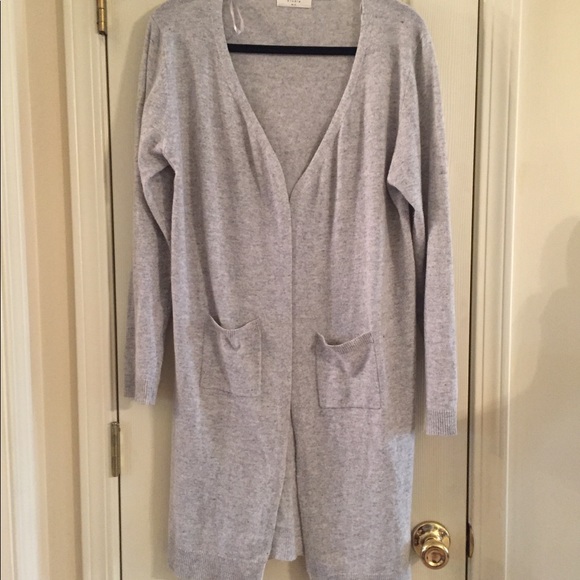 Light grey long cardigan with pockets - Picture 3 of 6